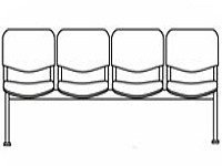 Кресло для конференц залов Трио мод.СМ82/2 4-х местная секция (иск.кожа Винилис/ткань) черн.муар